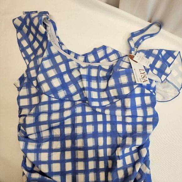 Lysa Raya One-peice Swimsuit Size 1x Checkered Blue and White - Picture 5 of 8